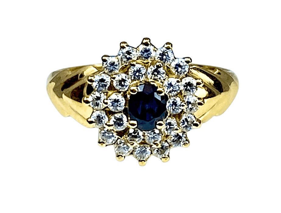 Bague 57 Bague or jaune saphir 26 diamants 58 Facettes AB373