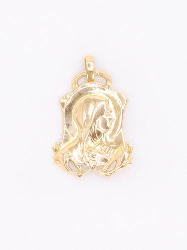 Pendentif Pendentif Art nouveau Vierge Marie en or jaune 18 carats 58 Facettes 555