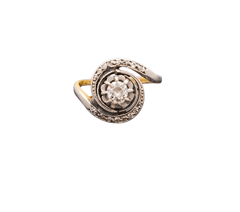 Bague 58 Bague tourbillon or et platine diamants 58 Facettes