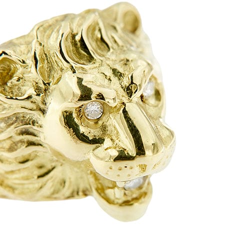 Bague Bague tête de lion en or jaune 18 ct et diamants 58 Facettes 30011