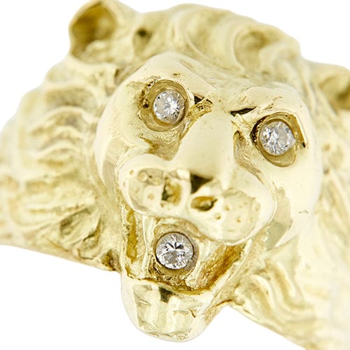 Bague Bague tête de lion en or jaune 18 ct et diamants 58 Facettes 30011