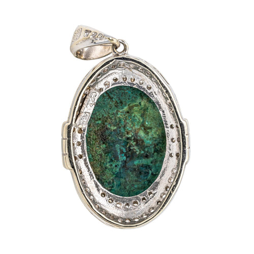 Pendentif Pendentif en or blanc 18 carats, chrysocolle et diamants 58 Facettes 3013259CN