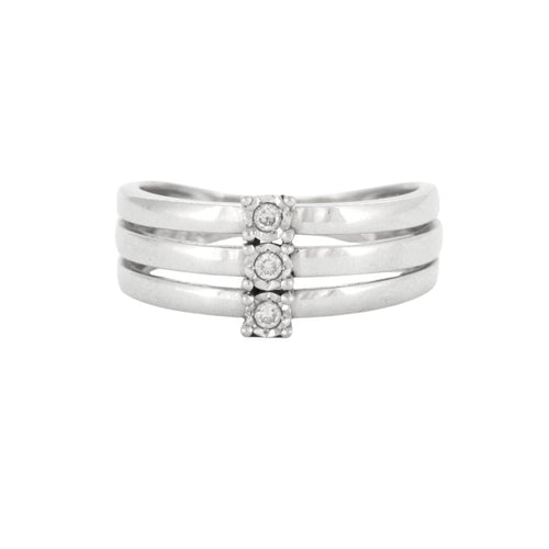 Bague 50 Bague Triple Jonc Or Gris et Diamants 58 Facettes DV0409-4