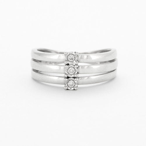 Bague 50 Bague Triple Jonc Or Gris et Diamants 58 Facettes DV0409-4