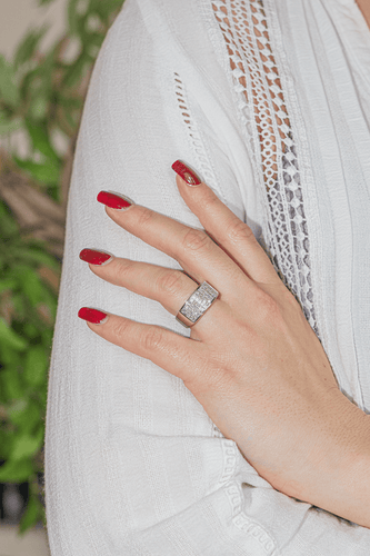 Bague 54 Bague pavée en or blanc 18 carats et diamants 58 Facettes 3017711RV