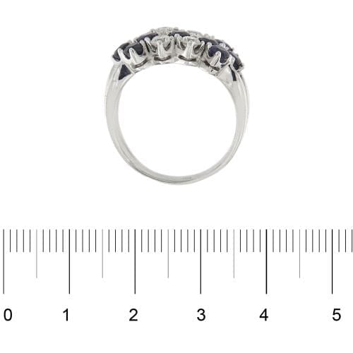 Bague 56 Bague rivière triple rang en or blanc 18 ct, diamants et saphirs 58 Facettes 30225