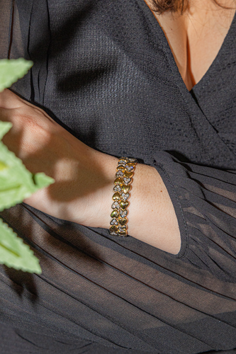 Bracelet Bracelet motifs cœur en or jaune et or blanc 18 carats et diamants 58 Facettes 3036216CN