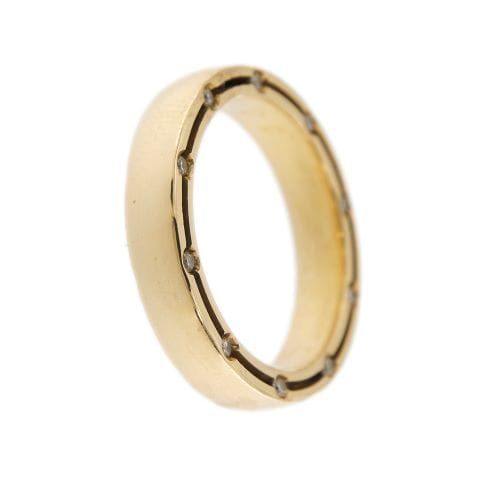 Bague 53 Damiani D-Side - Bague bandeau en or jaune 18 ct et diamants 58 Facettes 30363