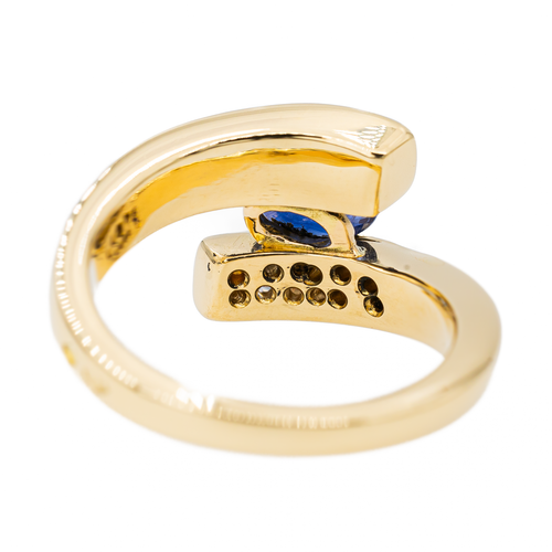 Bague 54 Bague en or jaune 18 carats avec saphir ovale et diamants 58 Facettes 3042857CN