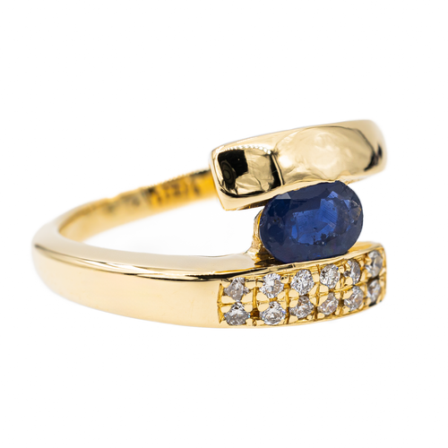 Bague 54 Bague en or jaune 18 carats avec saphir ovale et diamants 58 Facettes 3042857CN