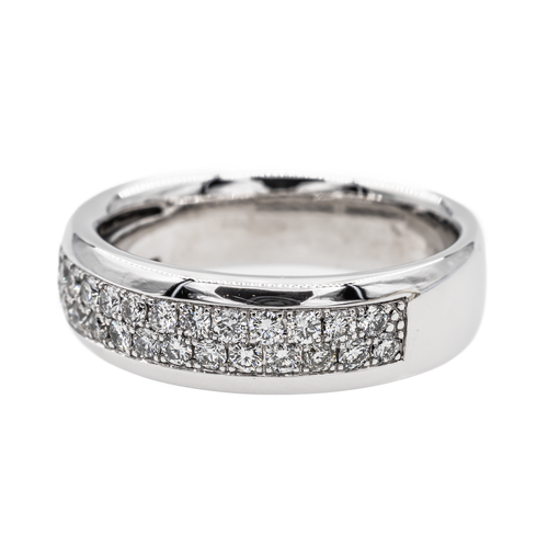 Bague 53 Alliance - Bague demi-alliance en or blanc 18 carats et diamants 58 Facettes 3054196CN