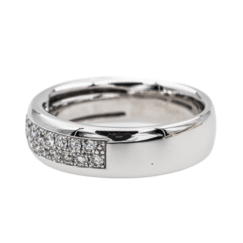 Bague 53 Alliance - Bague demi-alliance en or blanc 18 carats et diamants 58 Facettes 3054196CN