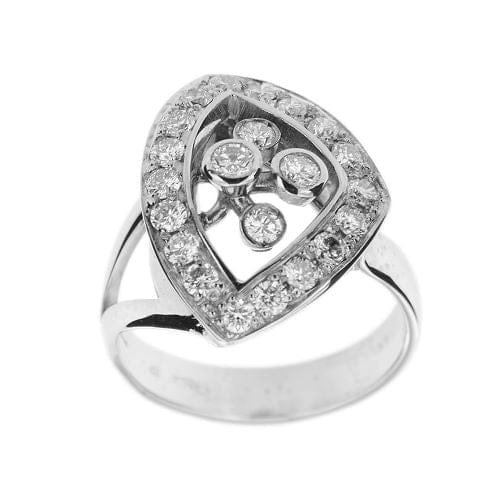 Bague 53 Bague triangulaire en or blanc 18 ct avec diamants taille brillant 58 Facettes 30674