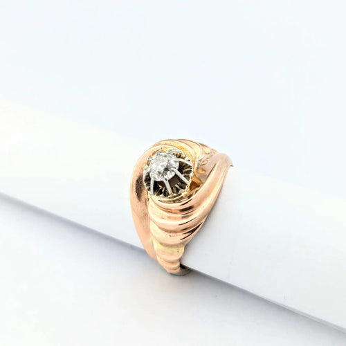 Bague 53 Bague en or rose 18 carats avec diamant taille ancienne 58 Facettes 30715