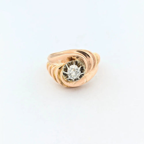 Bague 53 Bague en or rose 18 carats avec diamant taille ancienne 58 Facettes 30715