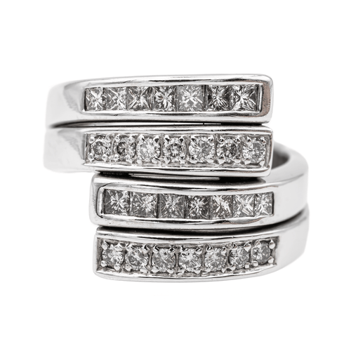 Bague 57 Bague en or blanc 18 carats pavée de diamants 58 Facettes 3073307CN