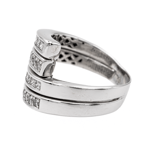 Bague 57 Bague en or blanc 18 carats pavée de diamants 58 Facettes 3073307CN