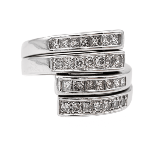 Bague 57 Bague en or blanc 18 carats pavée de diamants 58 Facettes 3073307CN