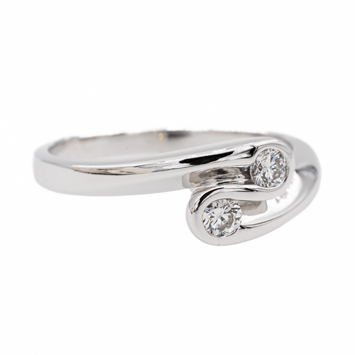 Bague 54 Bague Toi et Moi en or blanc 18 carats et diamants 58 Facettes 3081504CN