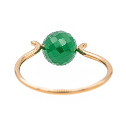 Bague 59 Bague en or rose 18 carats sertie d’une agate verte 58 Facettes 3083780CN