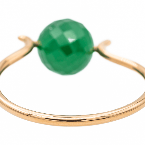 Bague 59 Bague en or rose 18 carats sertie d’une agate verte 58 Facettes 3083780CN