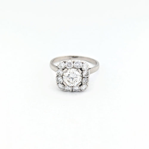 Bague 59 Bague Pompadour en or blanc 18 carats et platine avec diamants 58 Facettes 30884