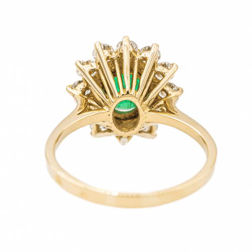 Bague 54 Bague pompadour en or jaune 18 carats, émeraude et diamants 58 Facettes 3090578CN