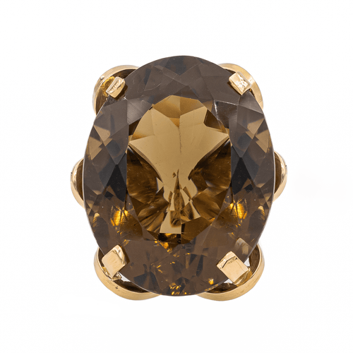 Bague 53 Bague cocktail en or jaune 18 carats sertie d’un quartz fumé 58 Facettes 3105052CN