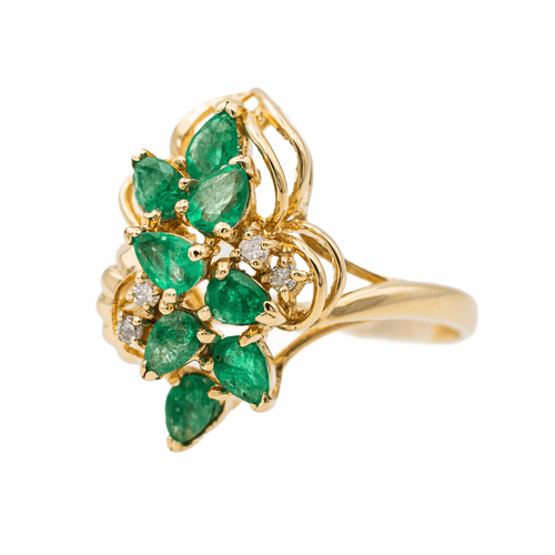 Bague 56 Bague en or jaune 18 carats sertie d’émeraudes et diamants 58 Facettes 3105059CN