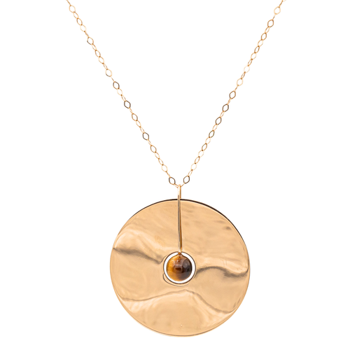 Collier Collier motif Pi en or rose 18 carats avec œil-de-tigre 58 Facettes 3105959CN