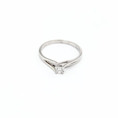 Bague 54 Solitaire - Bague en or blanc 18 carats et diamant 58 Facettes 31070