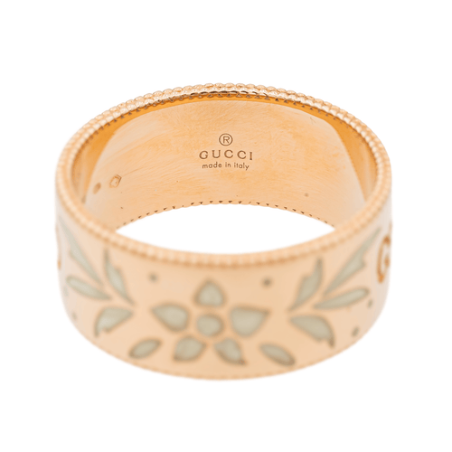 Bague 59 Gucci Icon Blossom - Bague en or rose 18 carats émaillée 58 Facettes 3118039CN
