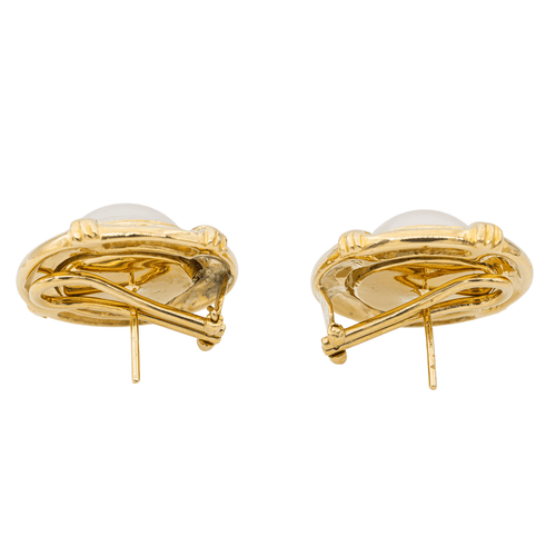 Boucles d'oreilles Boucles d'oreilles en or jaune 18 carats avec perles mabé et diamants 58 Facettes 3118588CN