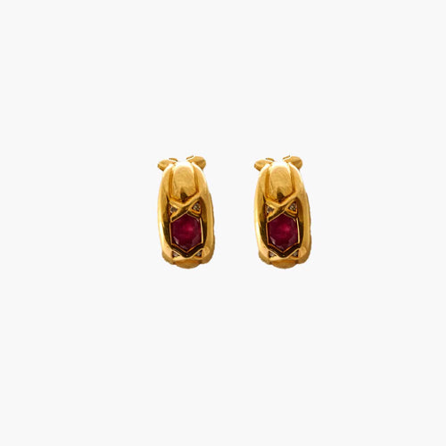 Boucles d'oreilles Boucles d'Oreilles Or Jaune et Rubis 58 Facettes DV0260-6