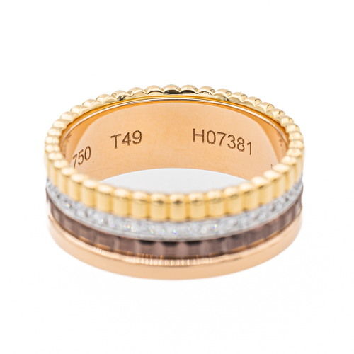 Bague 49 Boucheron Quatre - Bague petit modèle en or jaune, blanc et rose avec diamants 58 Facettes 3121528CN