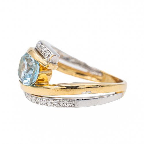 Bague 54 Bague en or jaune et or blanc 18 carats topaze et diamants 58 Facettes 3123435CN