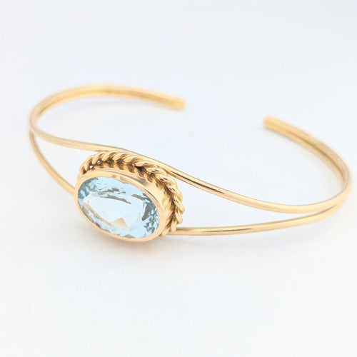 Bracelet Bracelet jonc en or jaune 18 carats et aigue-marine 58 Facettes 31240