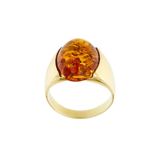 Bague Bague jonc en or jaune 18 ct avec ambre ovale 58 Facettes 31322