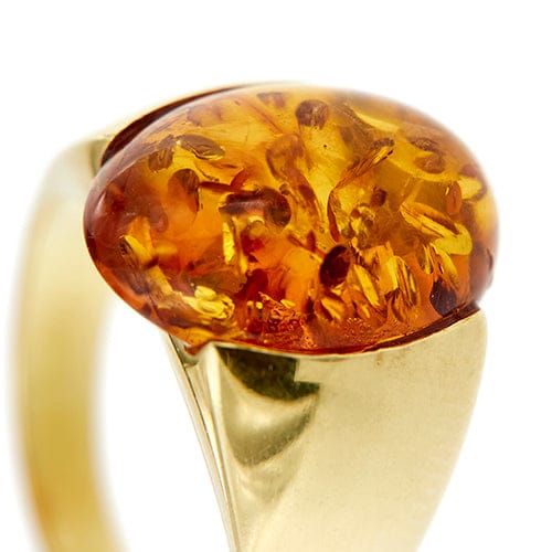 Bague Bague jonc en or jaune 18 ct avec ambre ovale 58 Facettes 31322