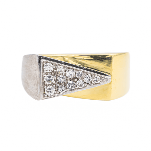 Bague 54 Bague pavée de diamants en or jaune et or blanc 18 carats 58 Facettes 3141366RV