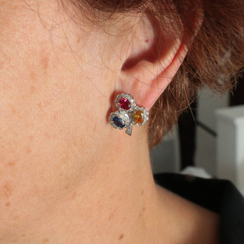 Boucles d'oreilles Boucles d'Oreilles Trèfles, Saphirs de Couleurs & Diamants 58 Facettes DV0032-58