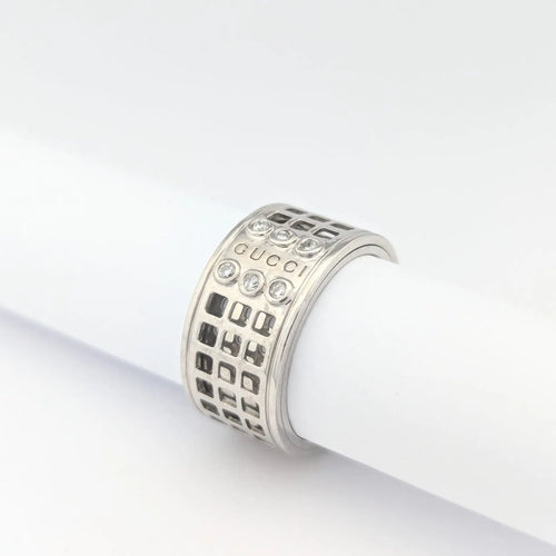 Bague 59 Gucci Scroll - Bague large en or blanc et diamants 58 Facettes 31501