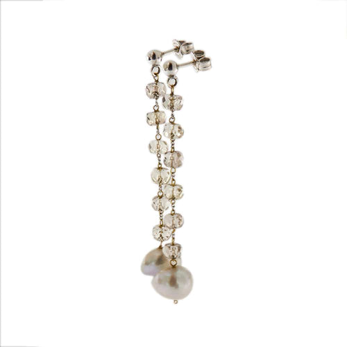 Boucles d'oreilles Boucles d’oreilles pendantes en or jaune 18 ct, quartz fumé et perles 58 Facettes 31650