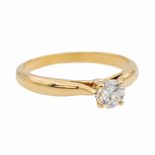 Bague 50 Bague solitaire en or jaune 18 carats avec diamant brillant 0,31 ct 58 Facettes 3172811RV