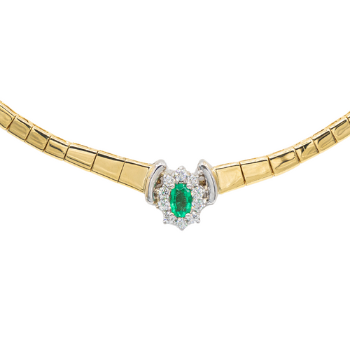 Collier Collier en or jaune 18 carats avec émeraude et diamants 58 Facettes 3182200CN