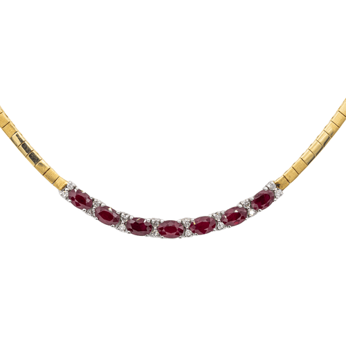 Collier Collier en or jaune et or blanc 18 carats rubis et diamants 58 Facettes 3182204CN