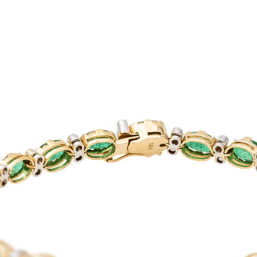 Bracelet Bracelet en or jaune et or blanc 18 carats avec émeraudes et diamants 58 Facettes 3182205CN