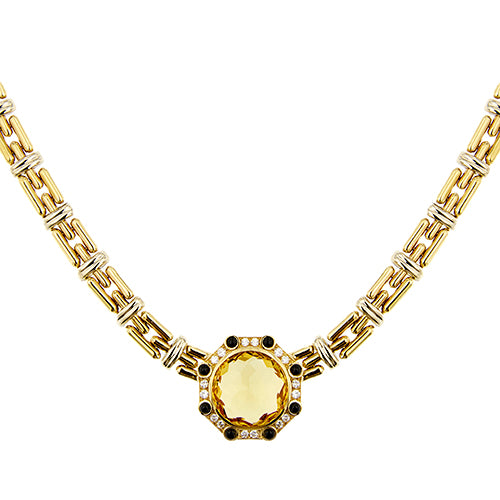 Collier Chimento - Collier en or jaune et or blanc avec citrine, saphirs et diamants 58 Facettes 31915