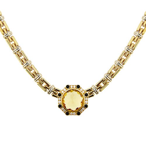 Collier Chimento - Collier en or jaune et or blanc avec citrine, saphirs et diamants 58 Facettes 31915