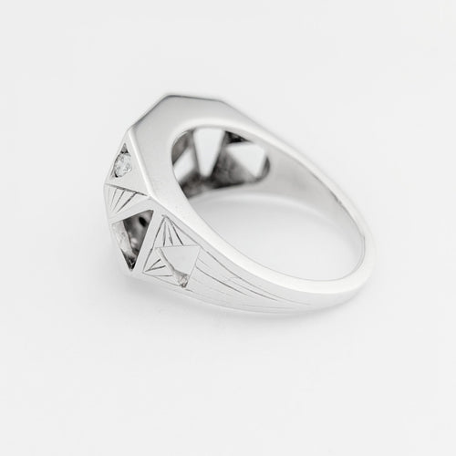 Bague 63.5 Flavparis x Le Diamantaire Chic and Bling - Bague chevalière en or blanc 18 carats 58 Facettes 32227